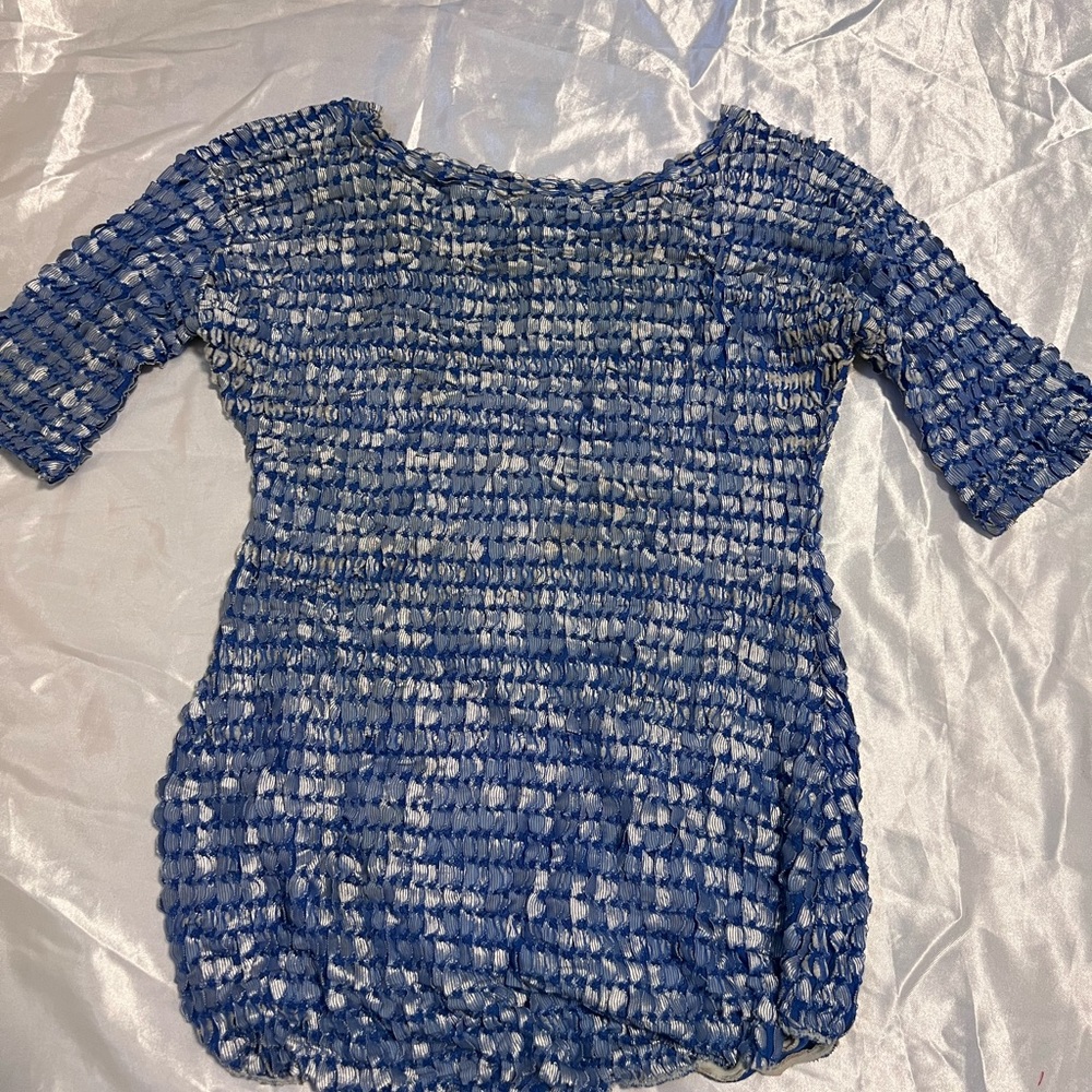 super interesting fun blue shimmery bodysuit, soft and comfortable yet so glam!